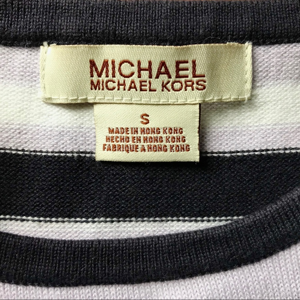 Michael Kors Purple Blue White Striped Sweater - Picture 5 of 6
